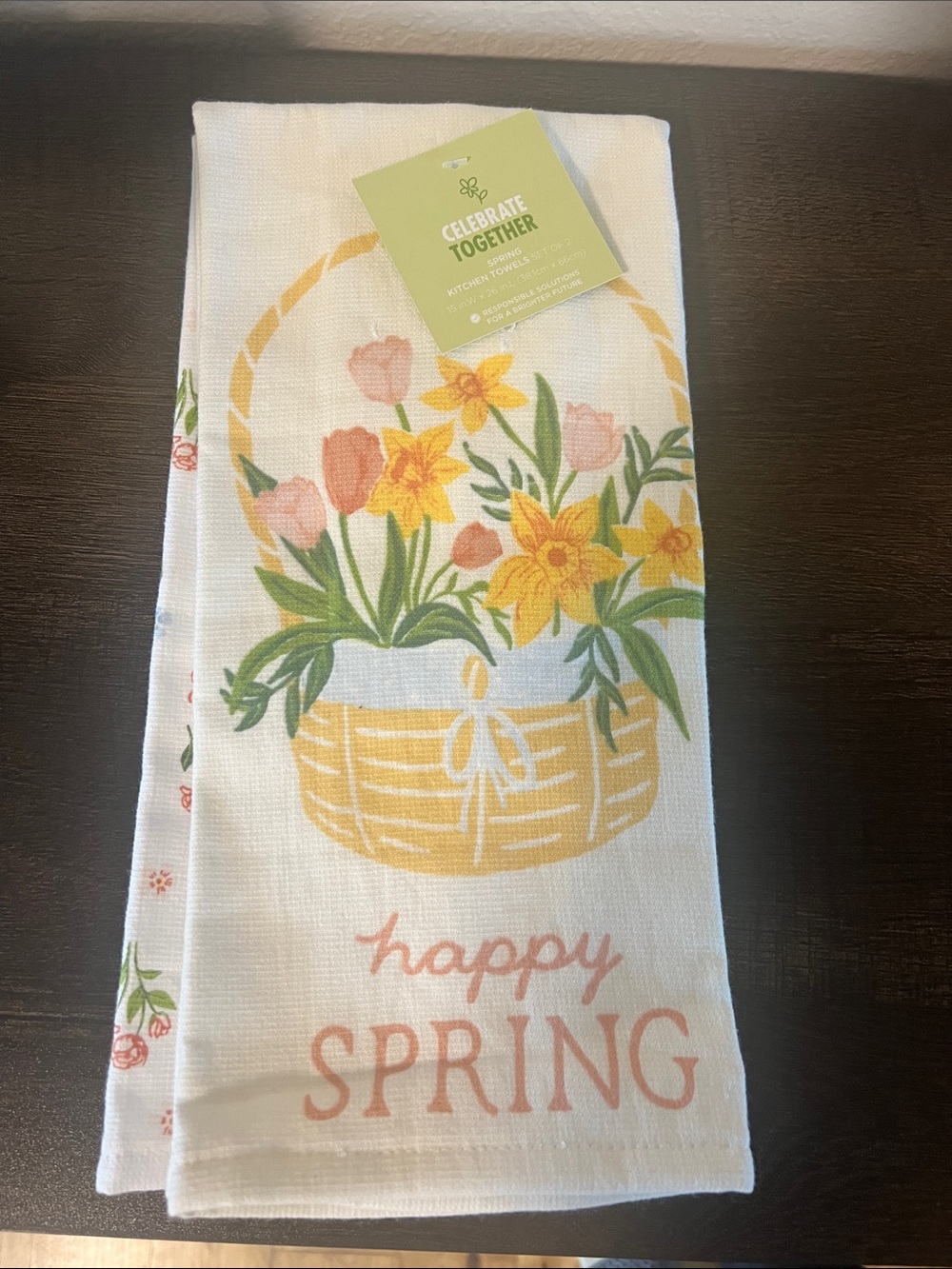 Celebrate Together "Happy Spring" Floral Kitchen Towel Set